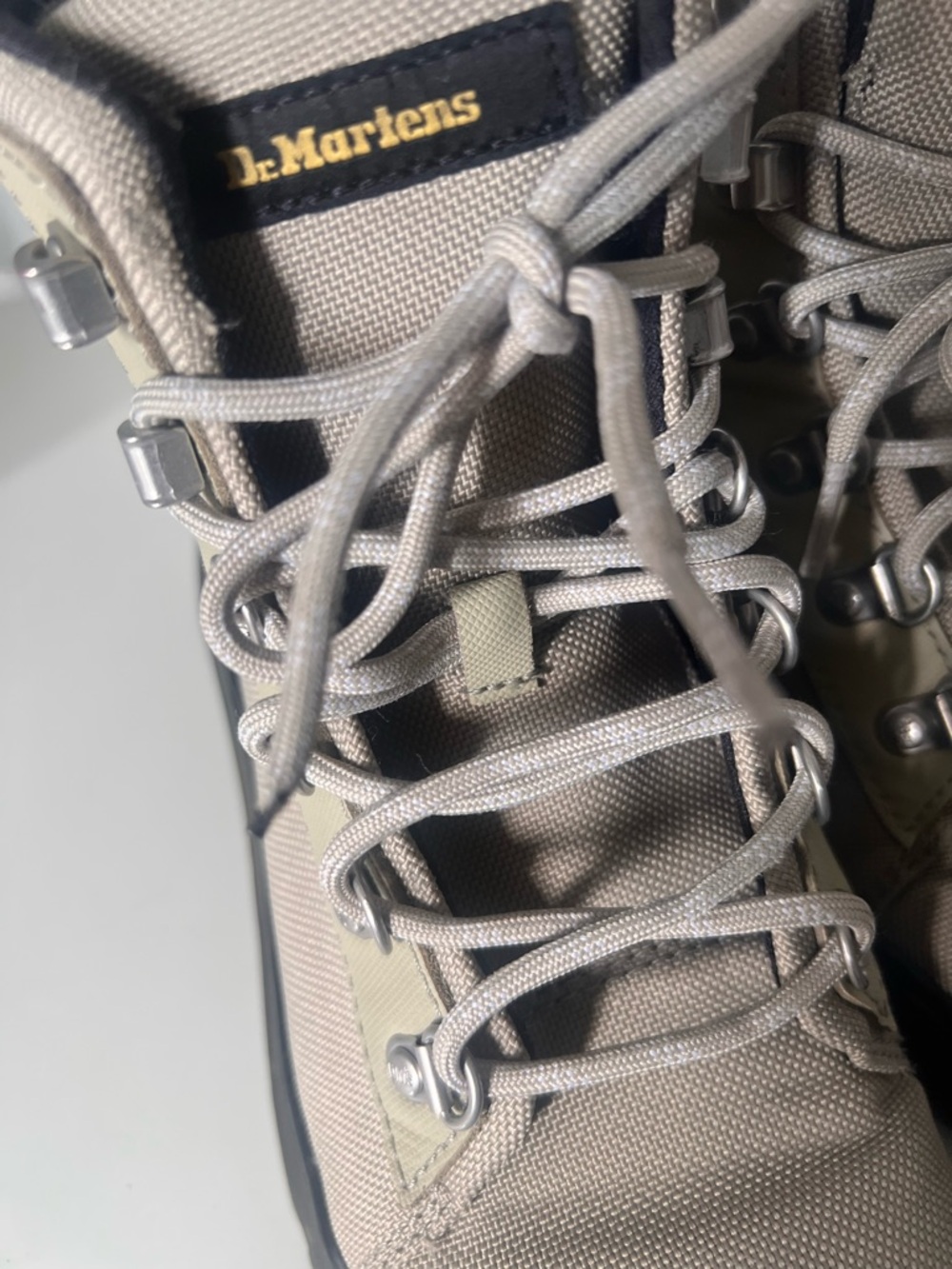 Dr. Martens Light Beige Canvas Lace-Up Utility Boots - Picture 6 of 6